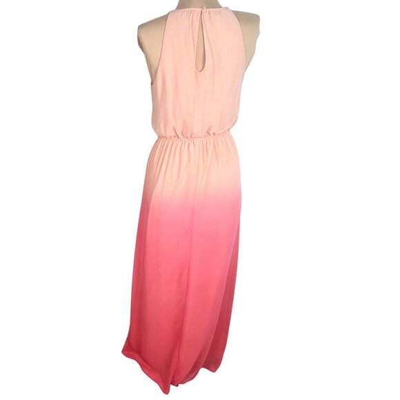 Lauren Conrad Dye Dipped Chiffon Maxi Dress 4 Flowy Beach Boho Vacay Resort Soft - Picture 6 of 12
